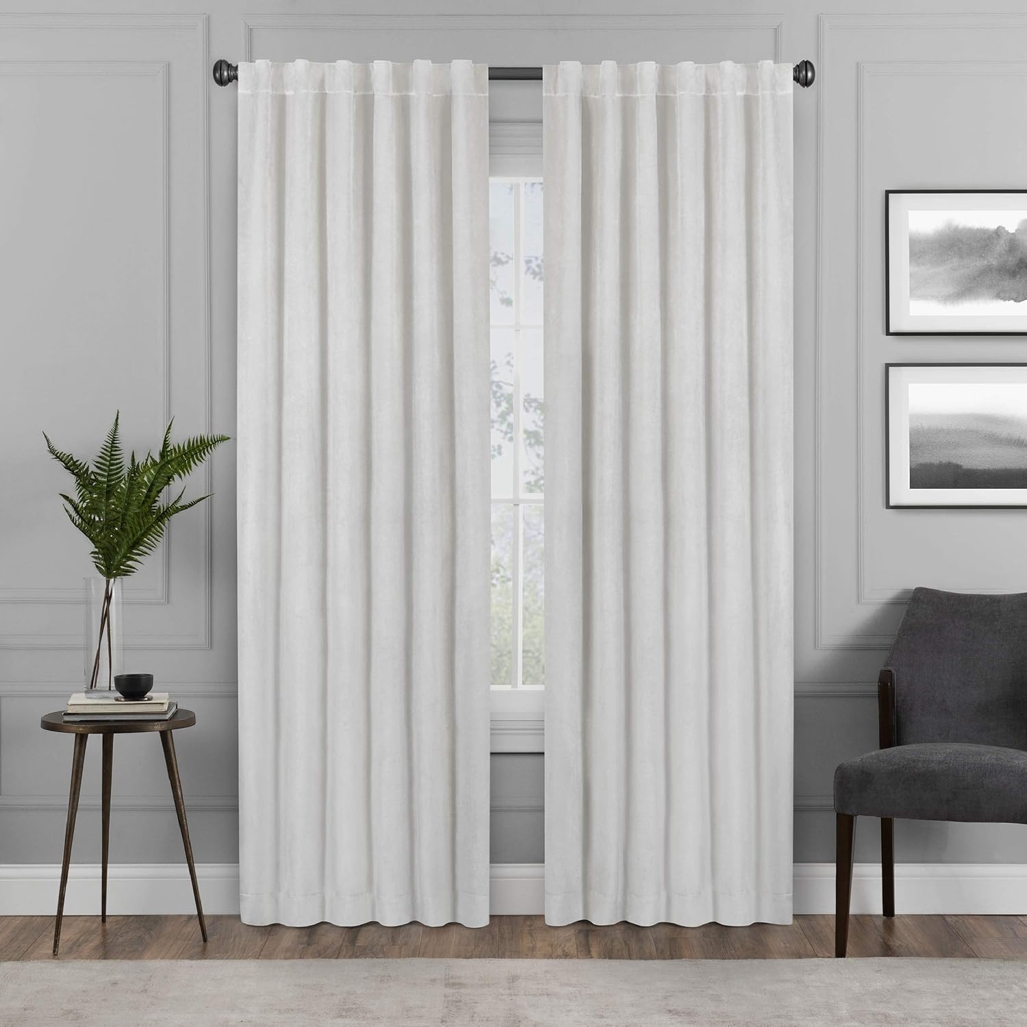 Eclipse Absolute Zero Harper Velvet Blackout Thermal Insulated Rod Curtain Snow