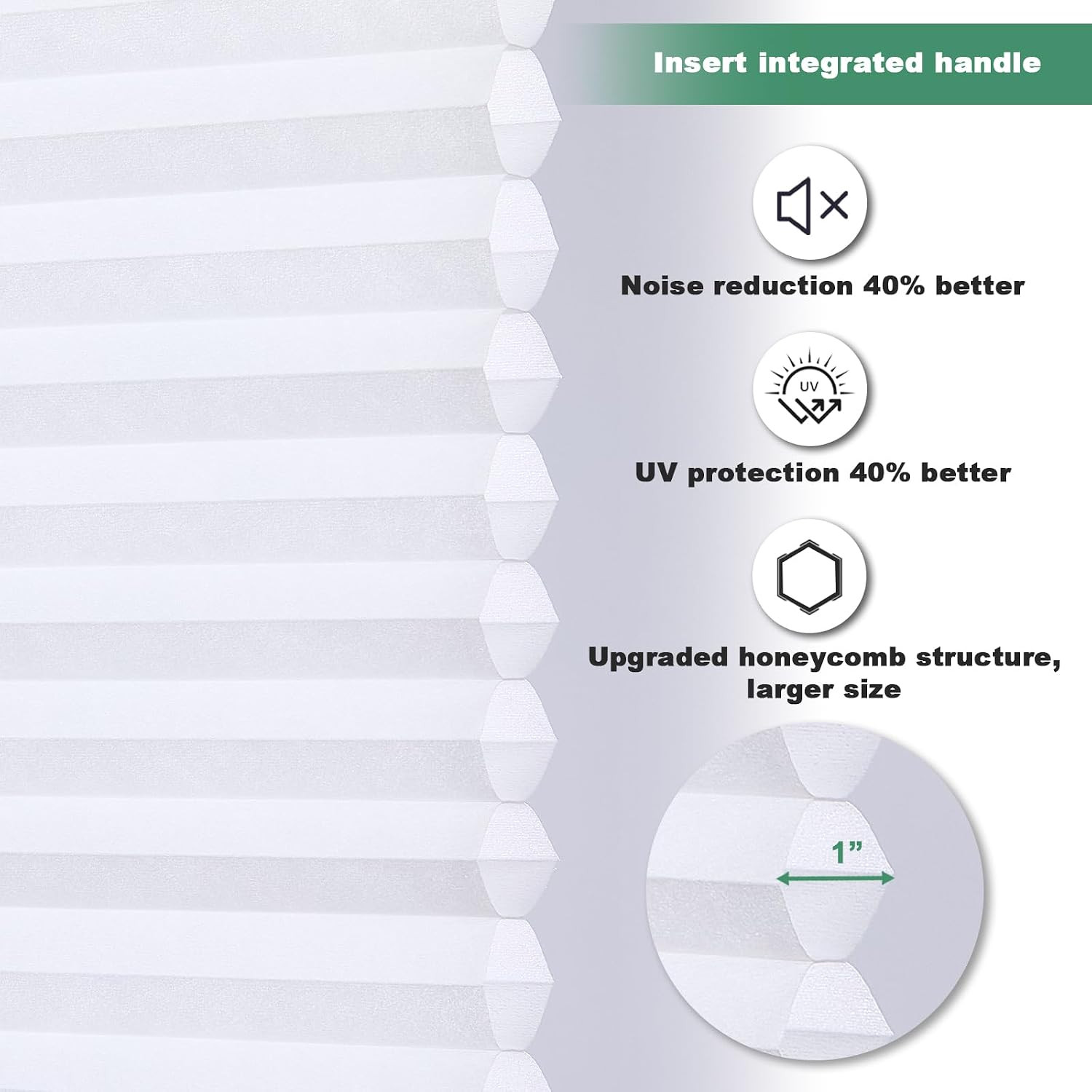 Tonature Upgrade No Drill No Tools Cellular Shades for Indoor Windows 38mm Honey