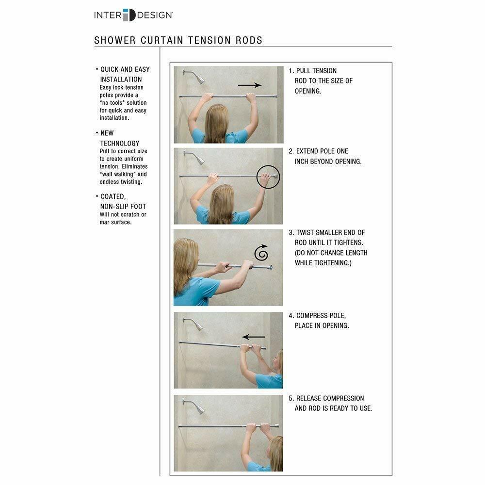 InterDesign Cameo Metal Tension, Adjustable Customizable Curtain Rod for Bathtub