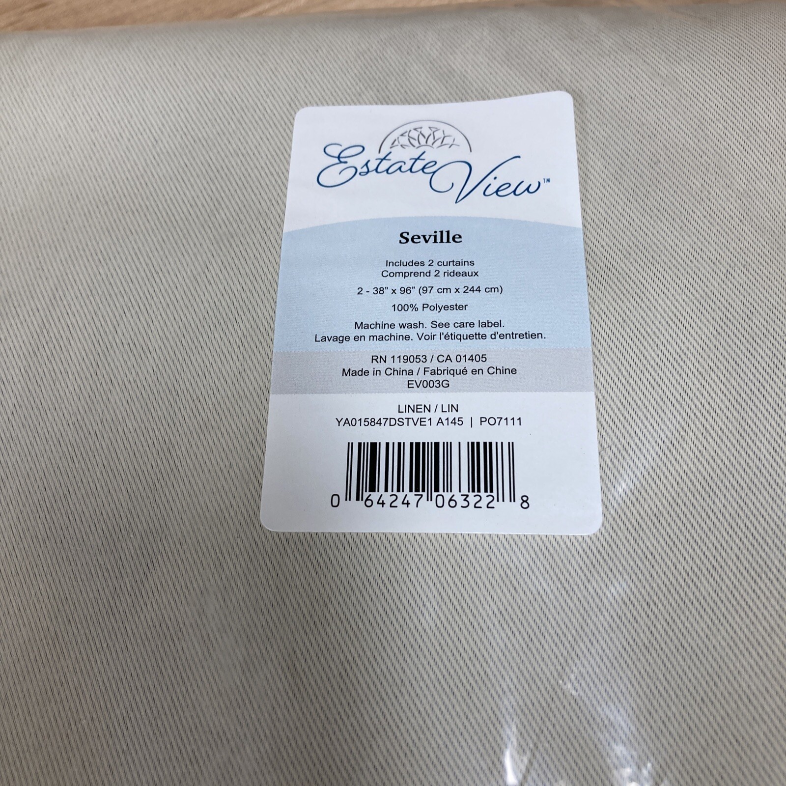 Estate View™ Seville Solid Room Darkening Grommet Top Curtain Panel Linen 38×96