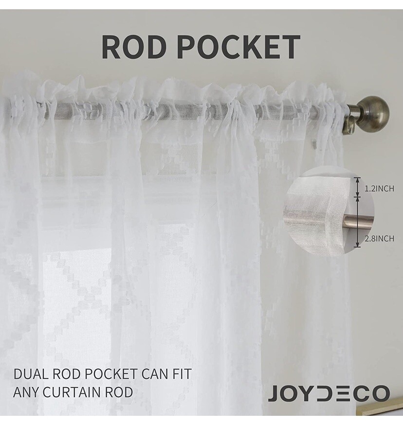(Off White) 54×63 inch Semi Sheer Curtains for Bedroom Living Room