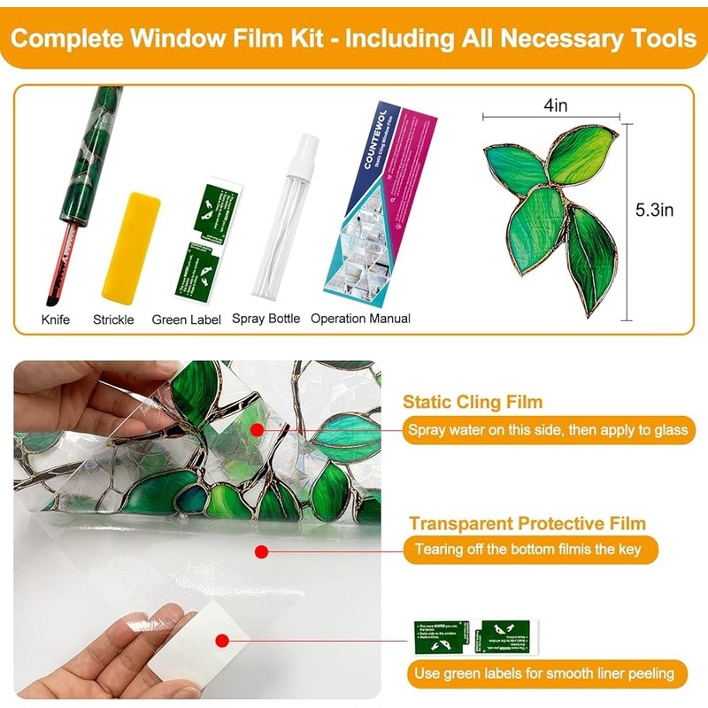 Decorative Window Film Privacy Stickers Easy Install Rainbow Effect Home Decor