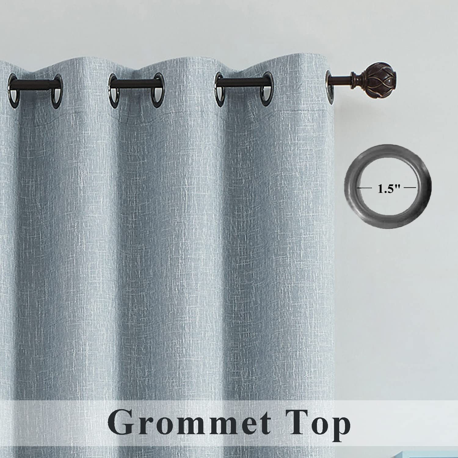 Central Park Blue Solid Full Blackout Curtain Heavy Linen Texture Window