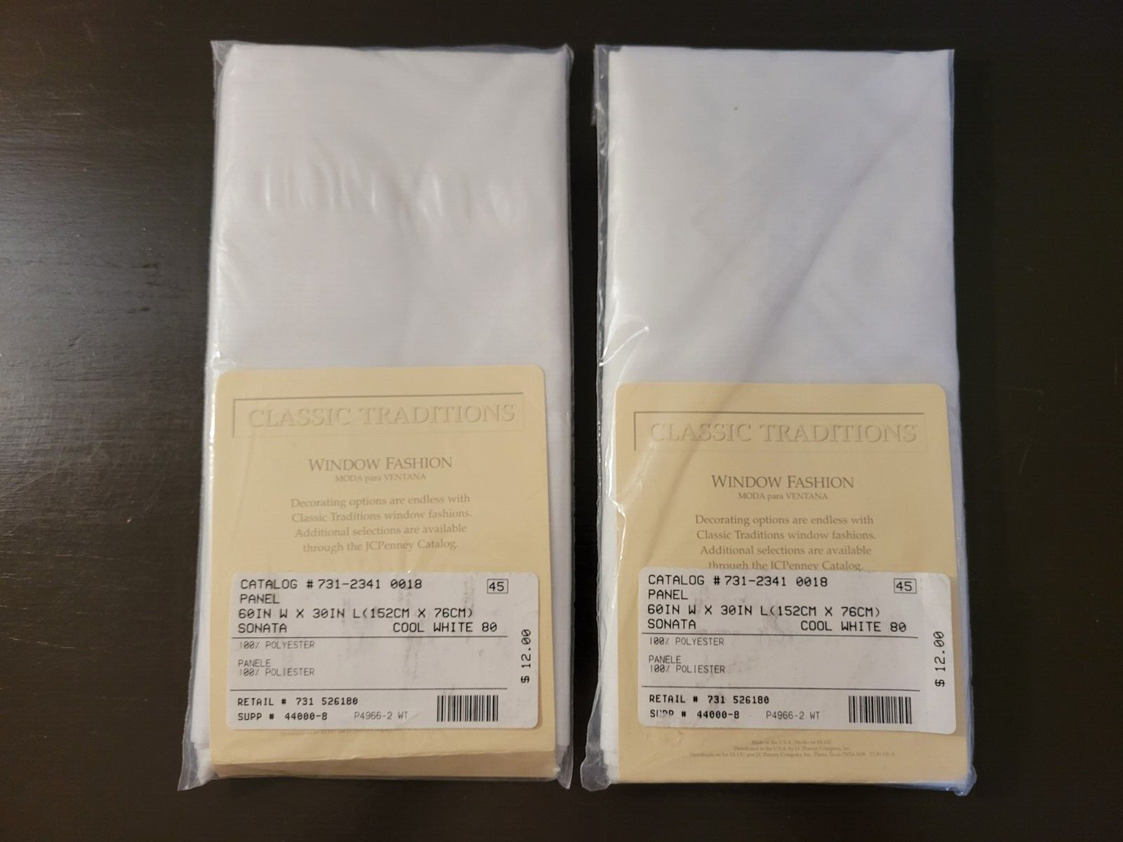 Set of 2 Classic Traditions 60″ x 30″ Cool White Window Panels (NEW) PSJ