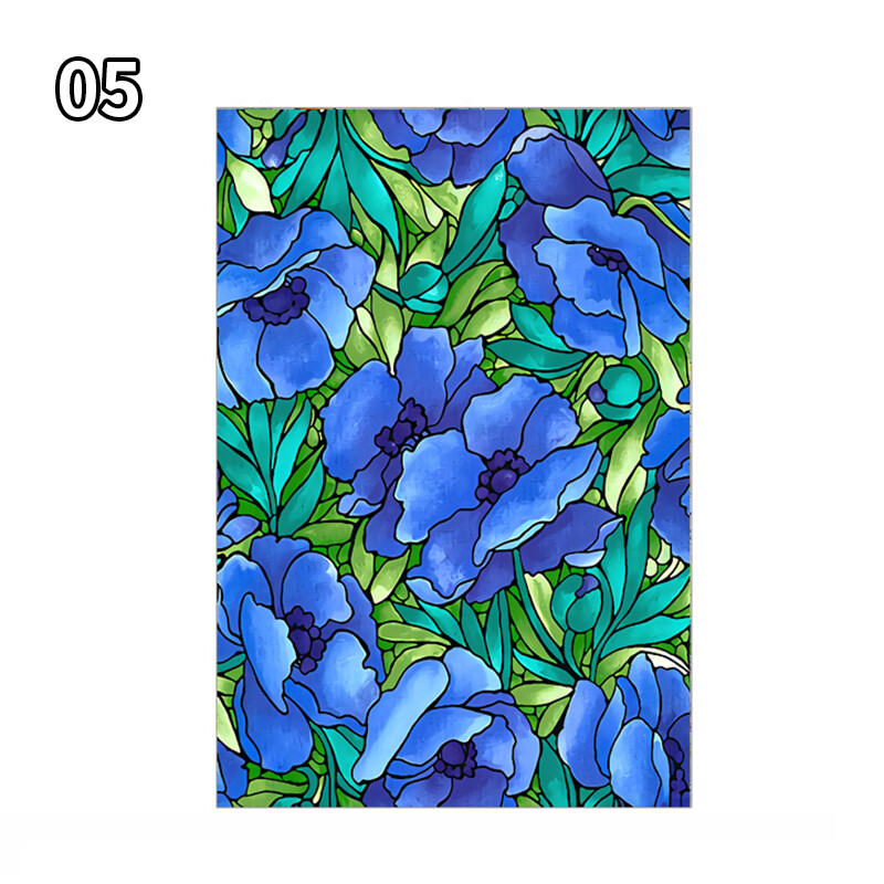 Stained Flower Magnolia Stickers Windows Film Static Sliding Door Decor