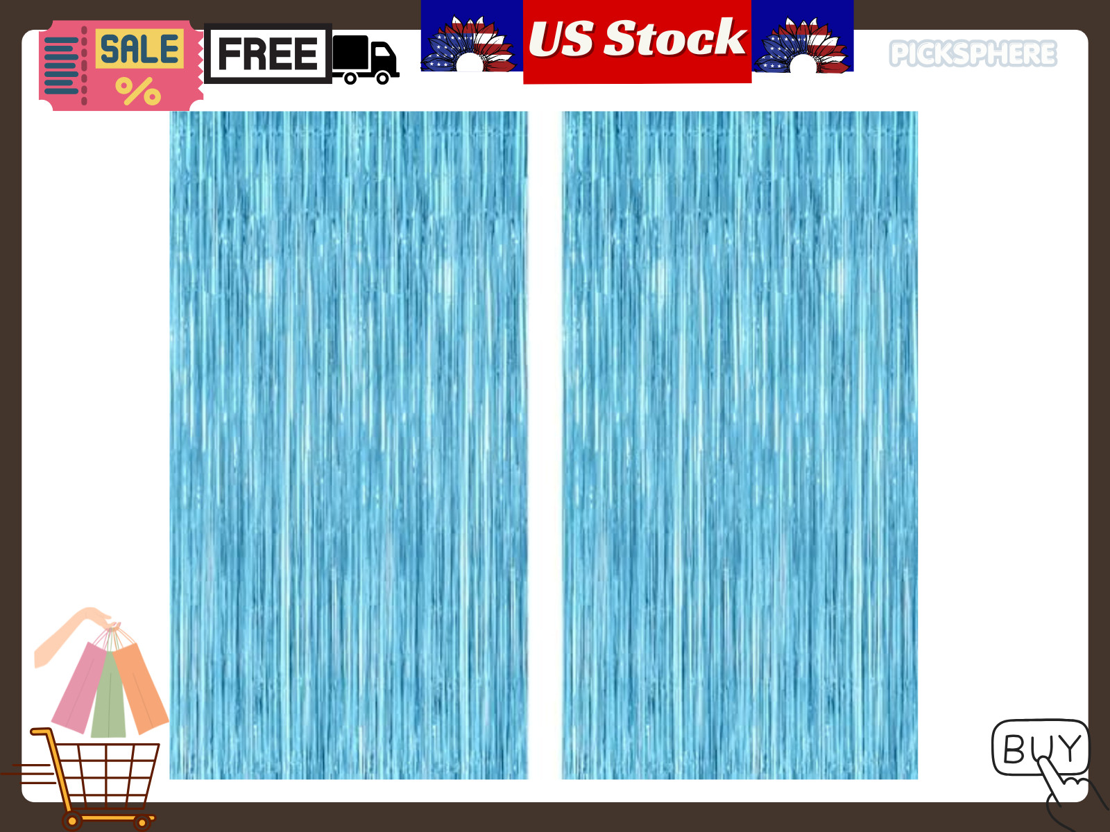 2 Pack Backdrop Curtains, 3.28 Feet x 7.05 Feet Sky Blue Tinsel Backdrop,