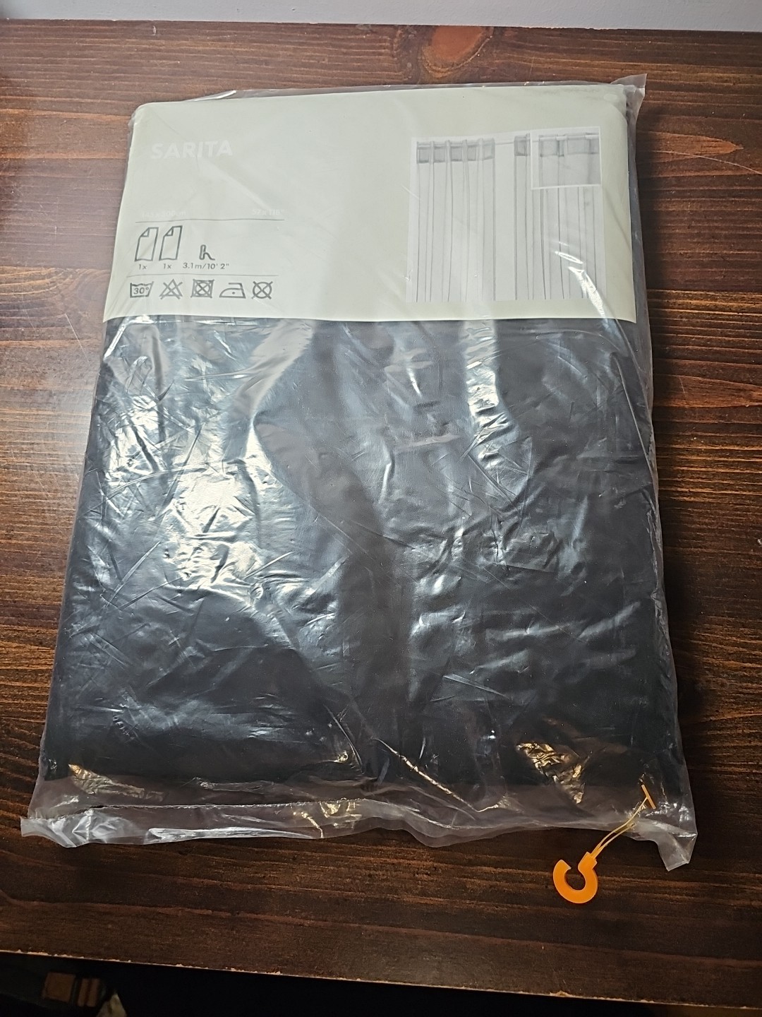 New IKEA Sarita Sheer Black Curtains 2 Panels 57″ x 118″ Cut To Size Iron On Hem