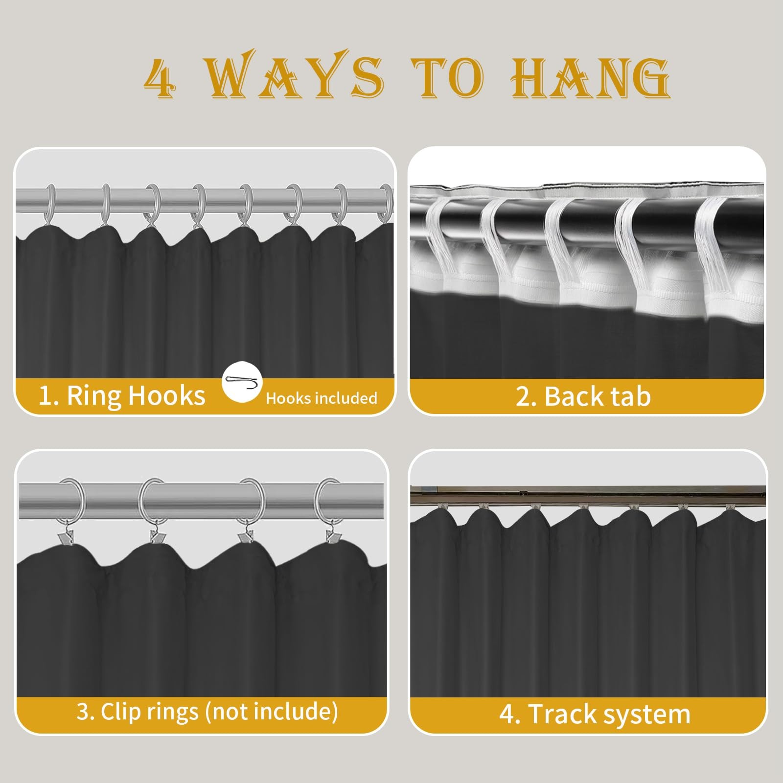 Room Divider Curtains for Ceiling Track Rod, Blackout Ceiling Track Curtains …