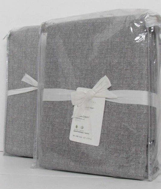 Pottery Barn Broadway Curtains 2-Sets/2, 4 Panels 50″ x 108″ Unlined Gray NWT