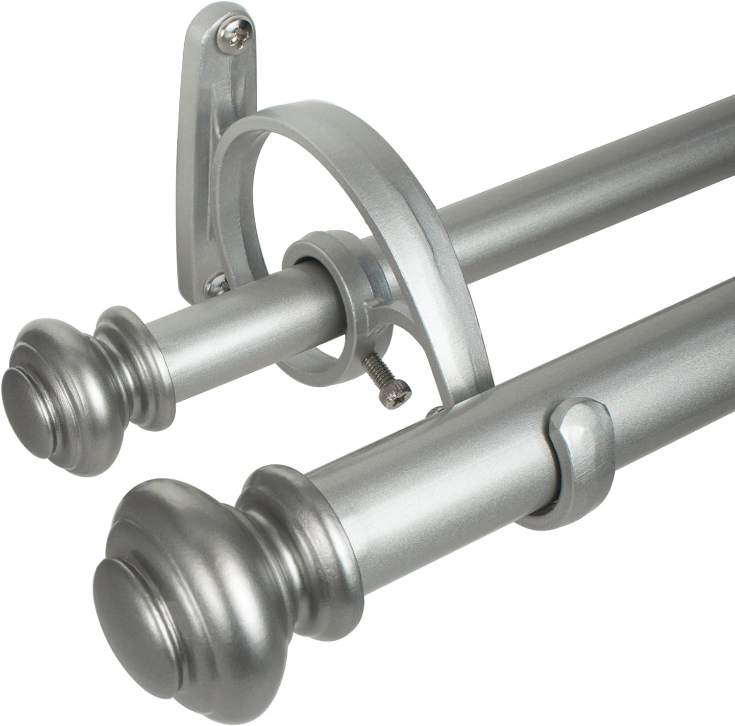 Antique Silver 1-Inch Telescoping Drapery Rod Set, 72-144 Inches