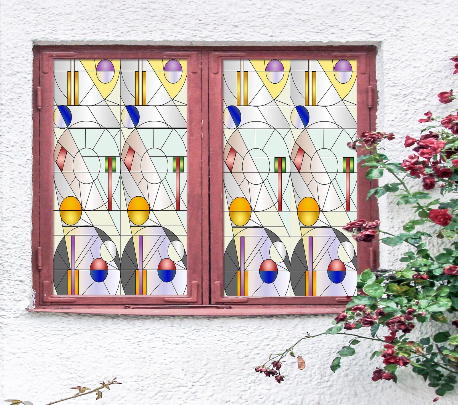3D Line Circle A448 Window Film Print Sticker Cling Stained Glass UV Sinsin