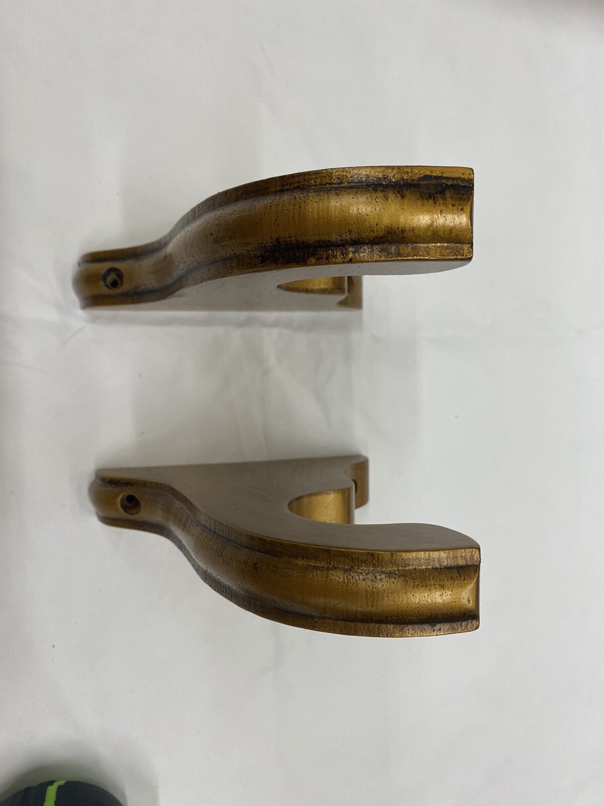 (2x) – 2” Hole Wood Rod Holder Bracket Drapery Hardware – Gold