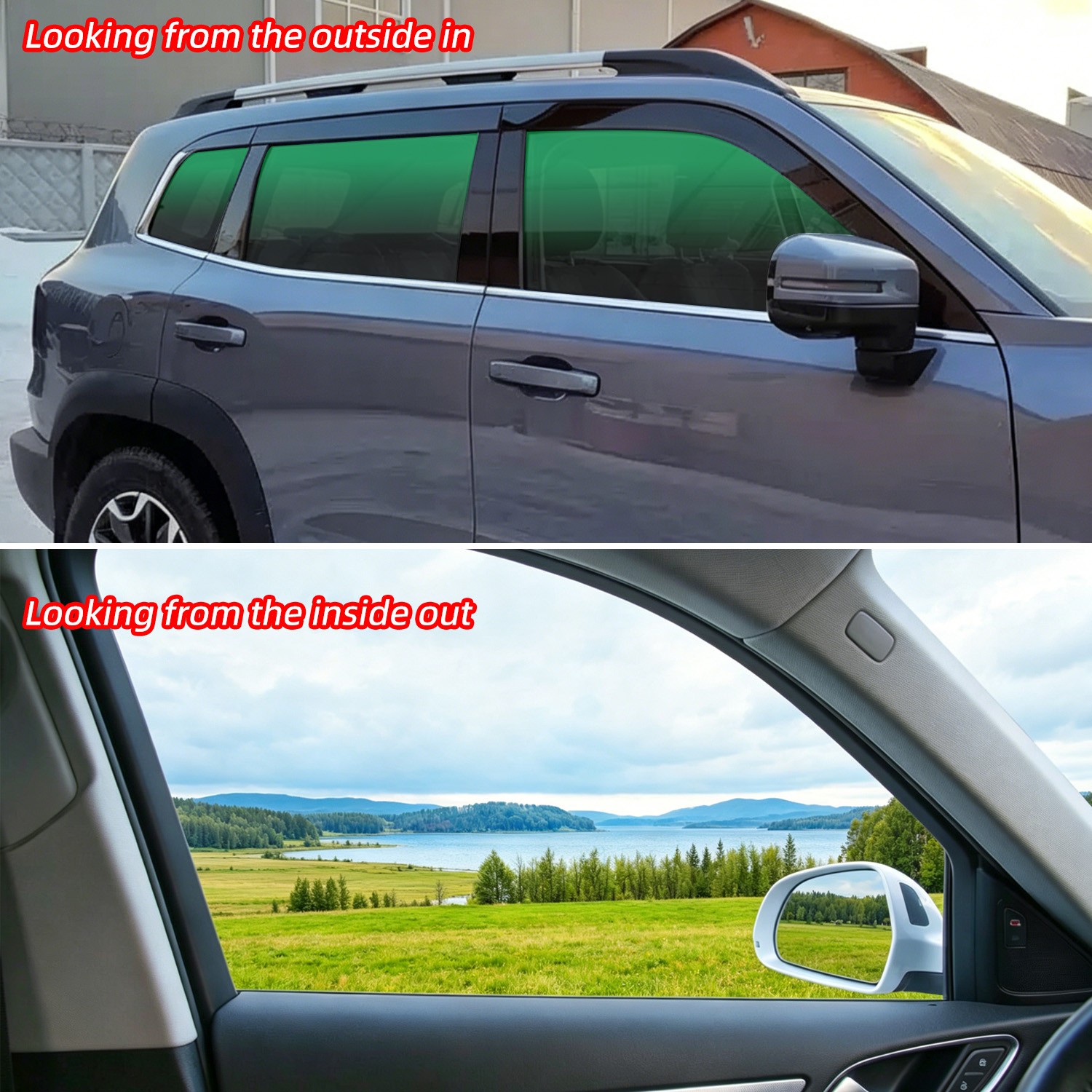 2-Color Gradient Car Window Tint, UV Blocking Sun Protection Film for Auto Glass