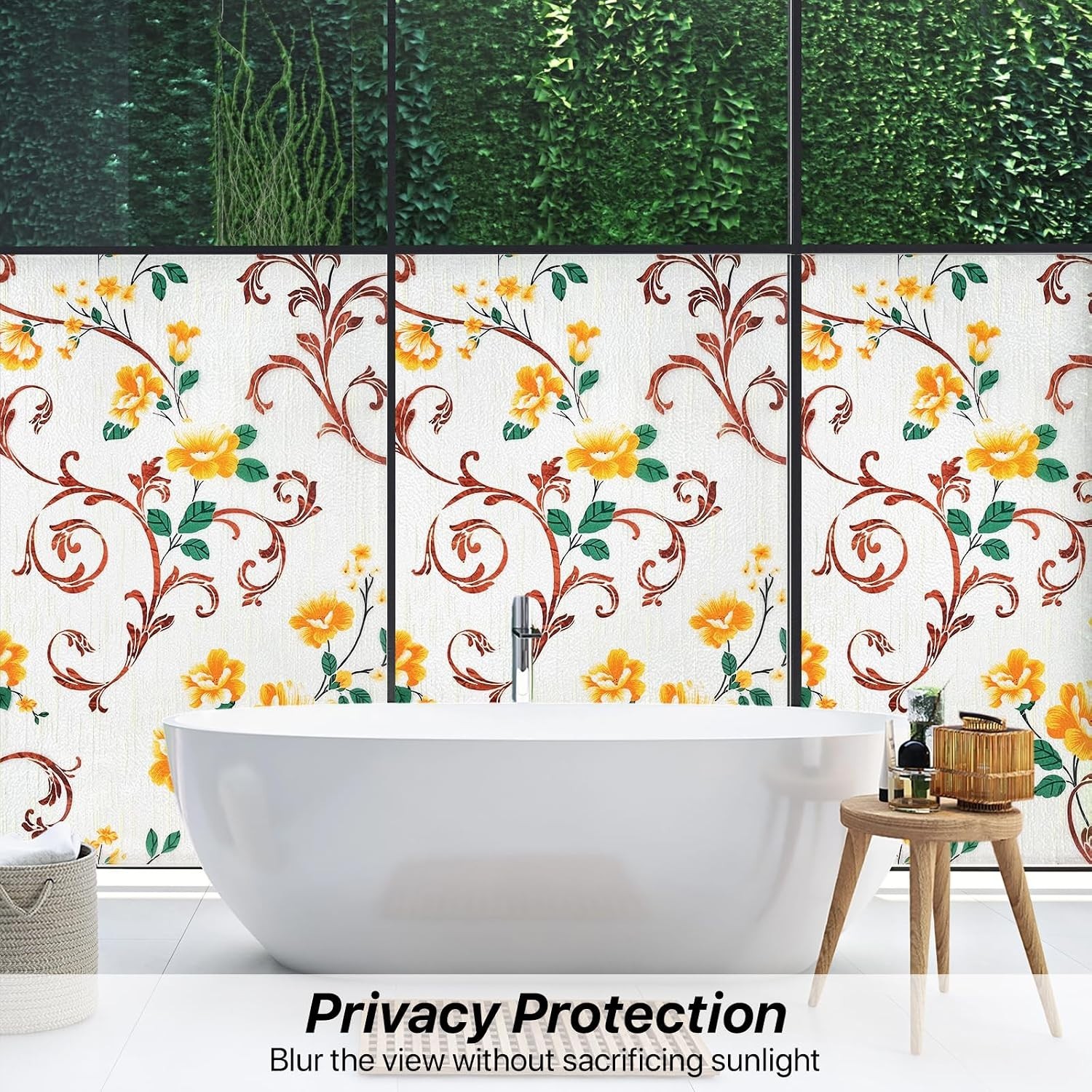Stained Glass Window Privacy Film – UV Blocking & Easy Installation Kit