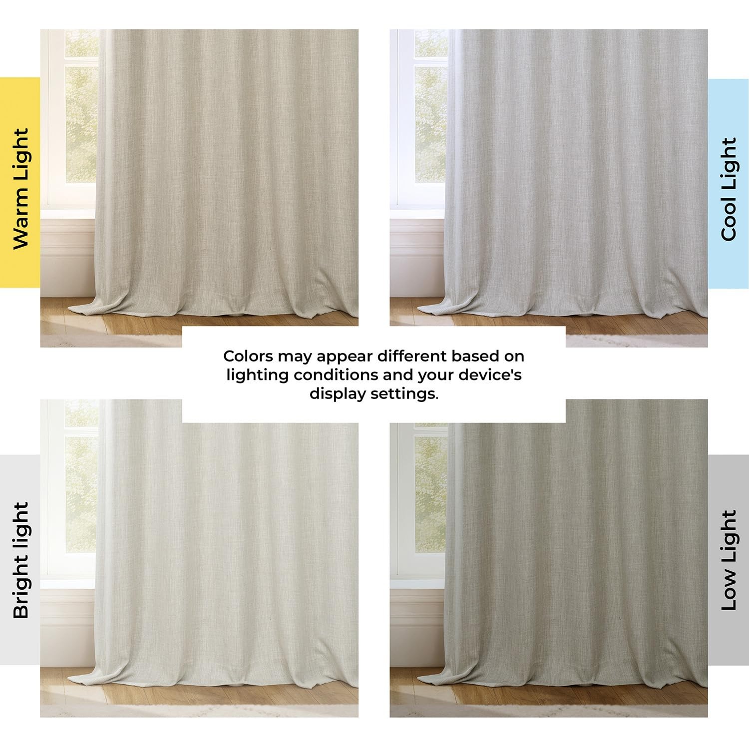– Faux Linen Curtains for Living Room (1 Panel) – 50W X 120L – Textured Room …