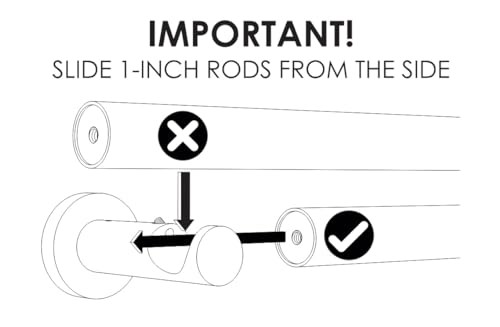 Ceiling or Wall Mount Curtain Rod Brackets Holders for Curtain Rods of Black