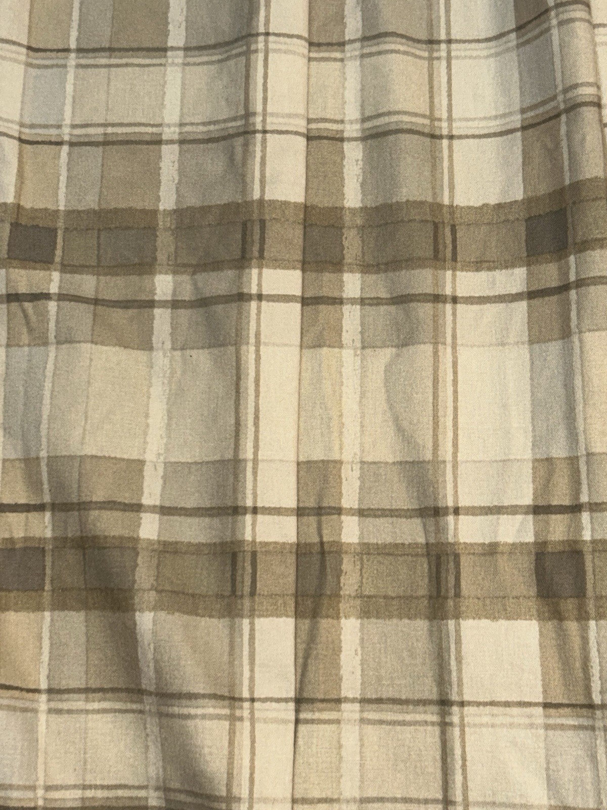 Cedrick Tan Beige Plaid Flannel Drapes 2 Panels 83×48 Jc Penney Euro Pinch Pleat