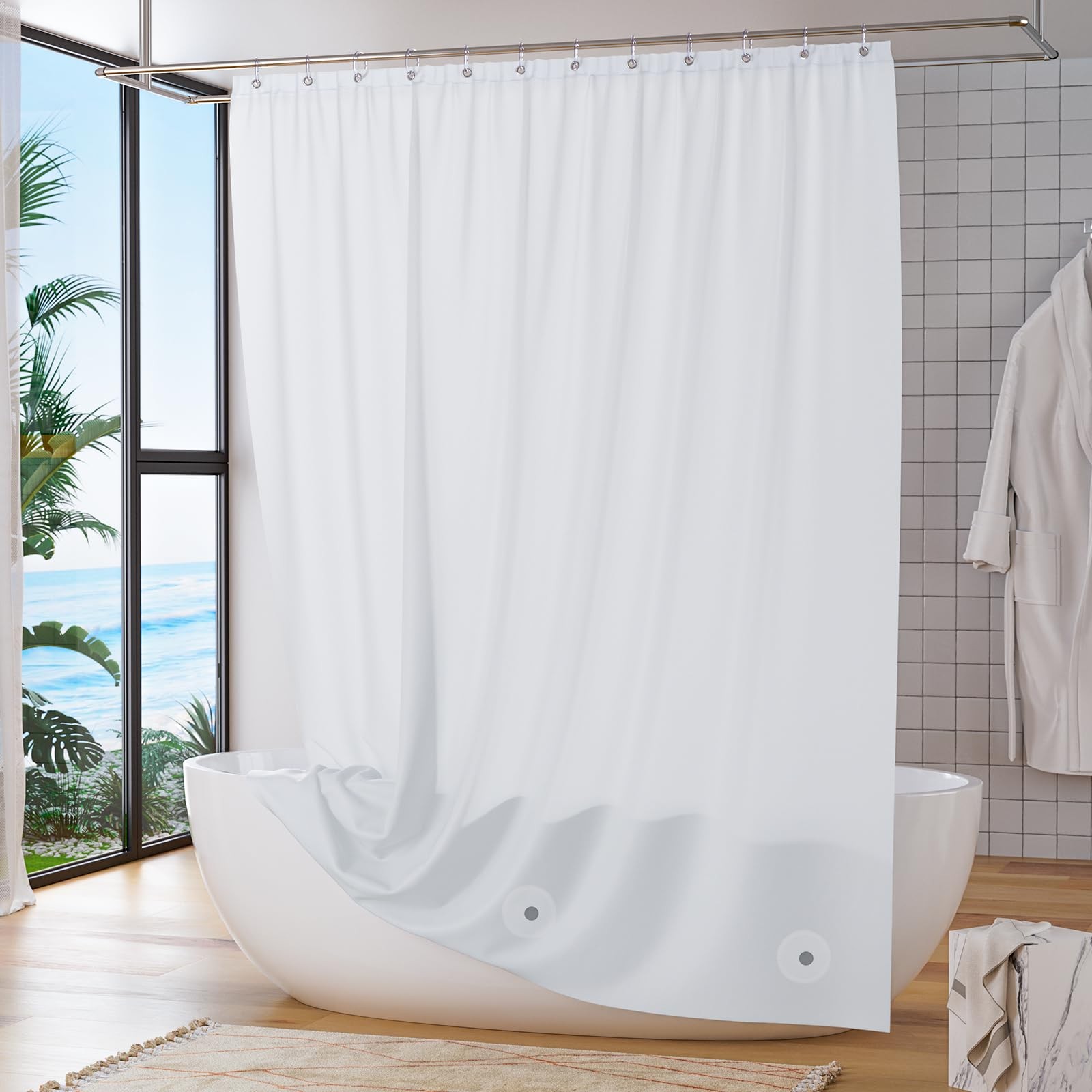 Titanker White Shower Curtain Liner 72 x 72 72″W x 72″L (Pack of 1),