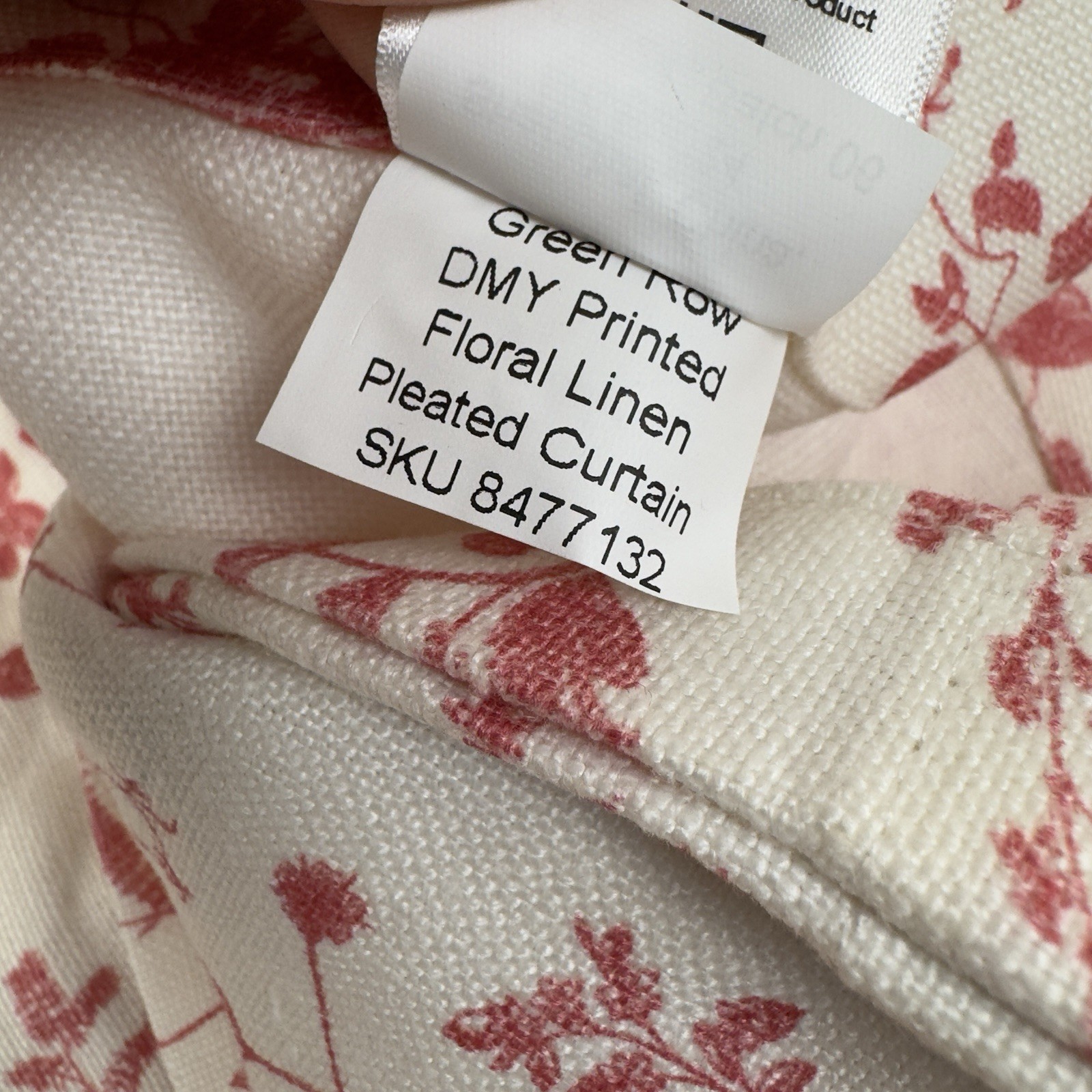 GreenRow Rosie Bloom Printed Linen Curtain Drape 50”x96” Unlined Pinch Pleated