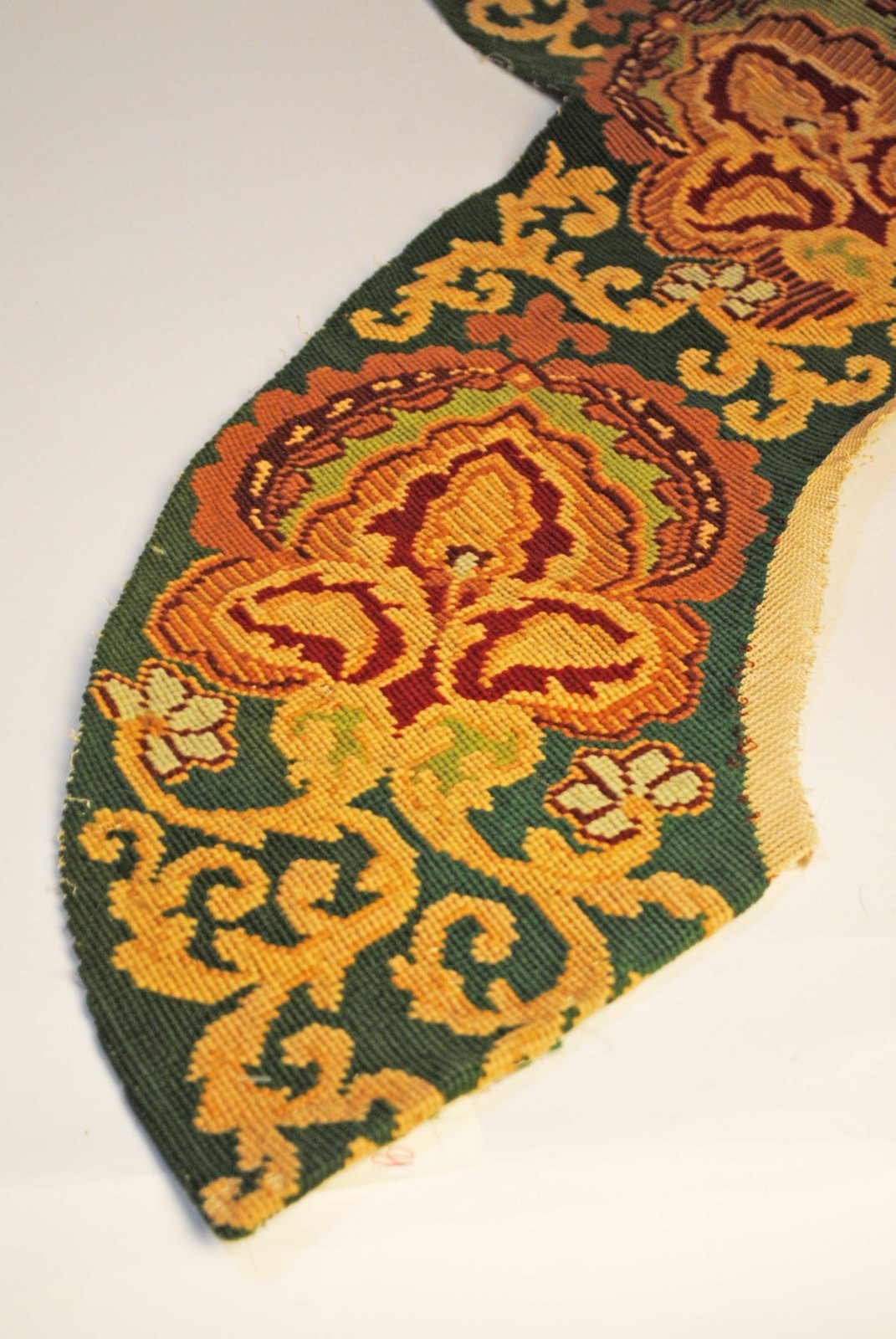 ANTIQUE NEEDLEPOINT TAPESTRY PORTIER FOR DOORWAY OR VALANCE FOR WINDOW