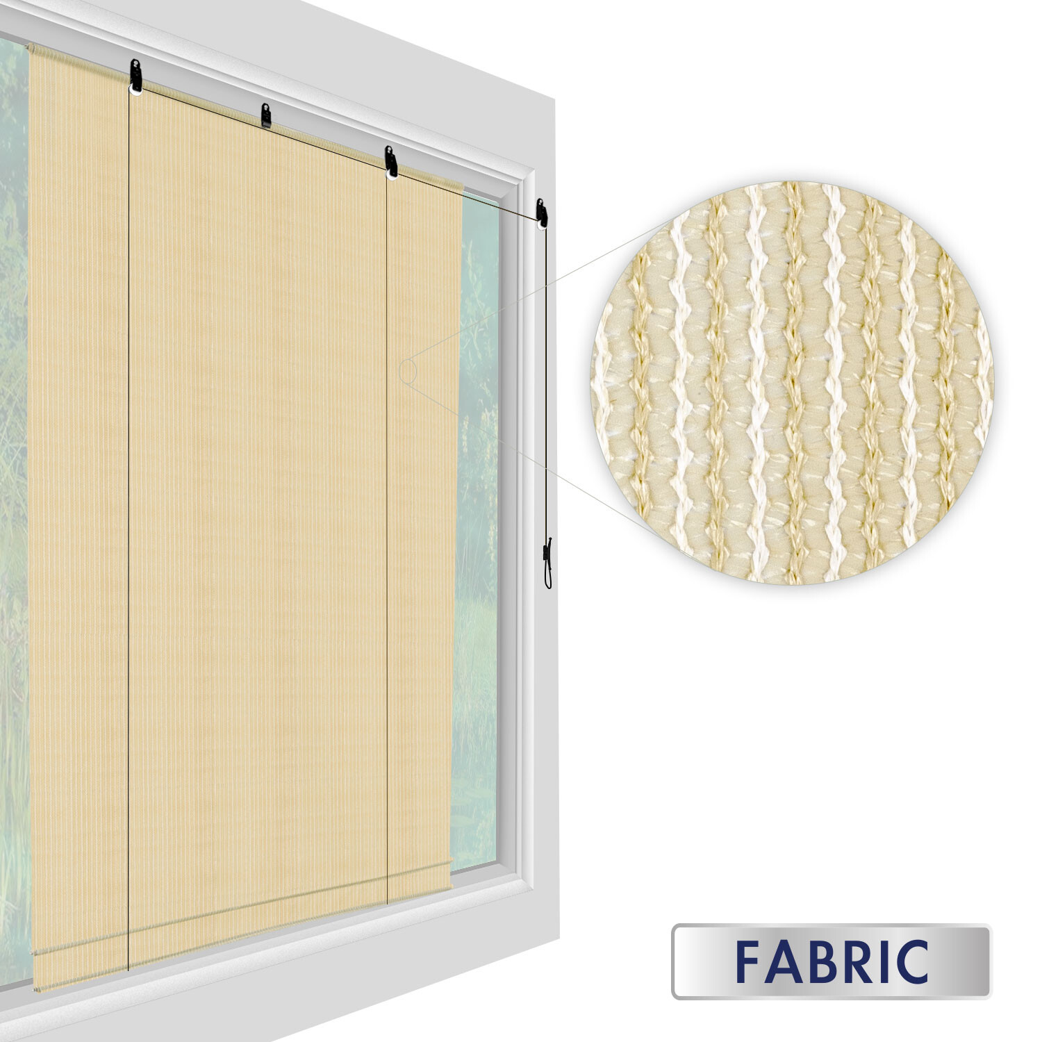 Beige Roll up Shade Roller Curtain For Patio Porch Pergola Balcony Yard Outdoor