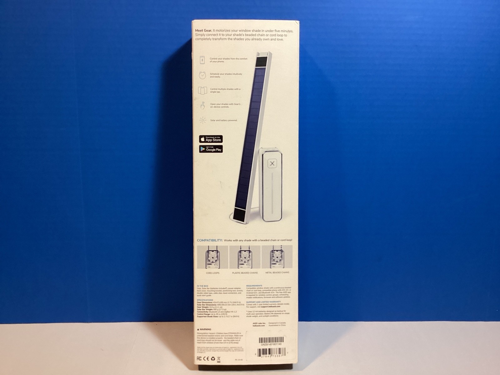 Axis Gear Smart Motorized Window Shade Opener Bluetooth Smart