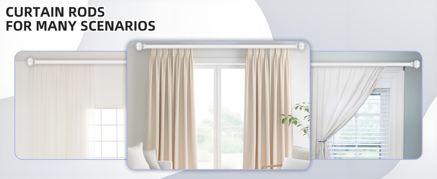 Single Curtain Track for Windows, Wall Mounted Heavy Duty Curtain Rail with