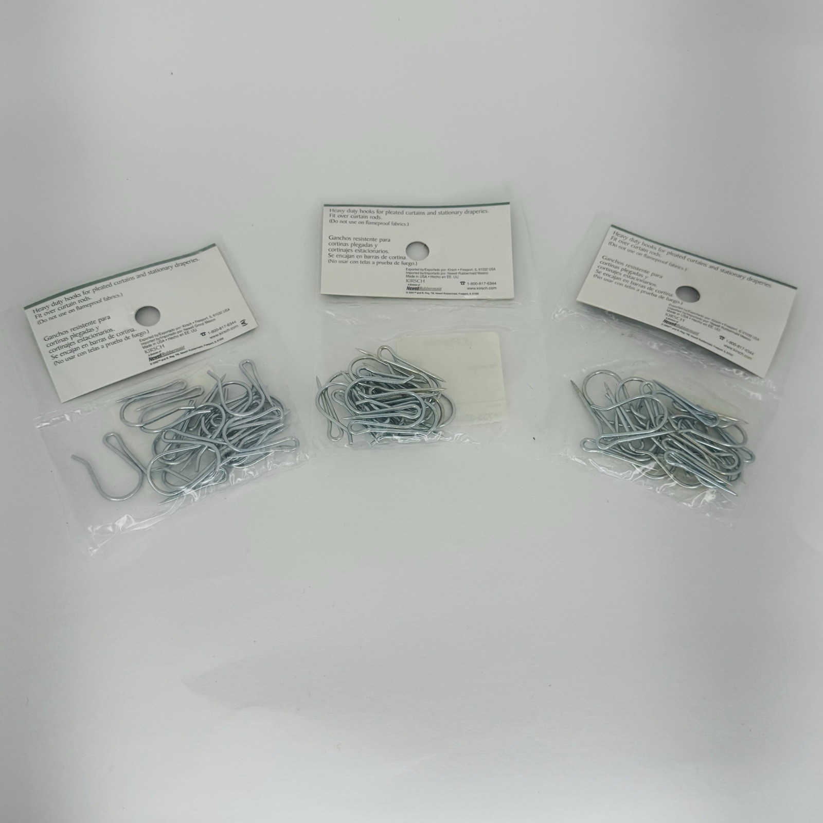 Kirsch Window Coordinates Pin-On Hooks 3322 Bag of 14 Hooks Lot of 3