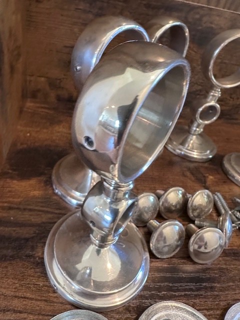 Restoration Hardware Estate Double-Rod Conversion (3) sets Silver w/6 end caps