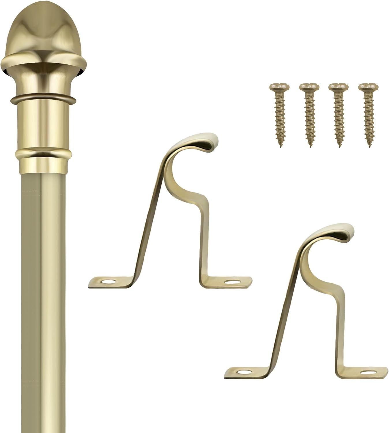 7/16 Inch Brass Cafe Rods with Brass Ends, Set of 1 (Hardware Included) –
