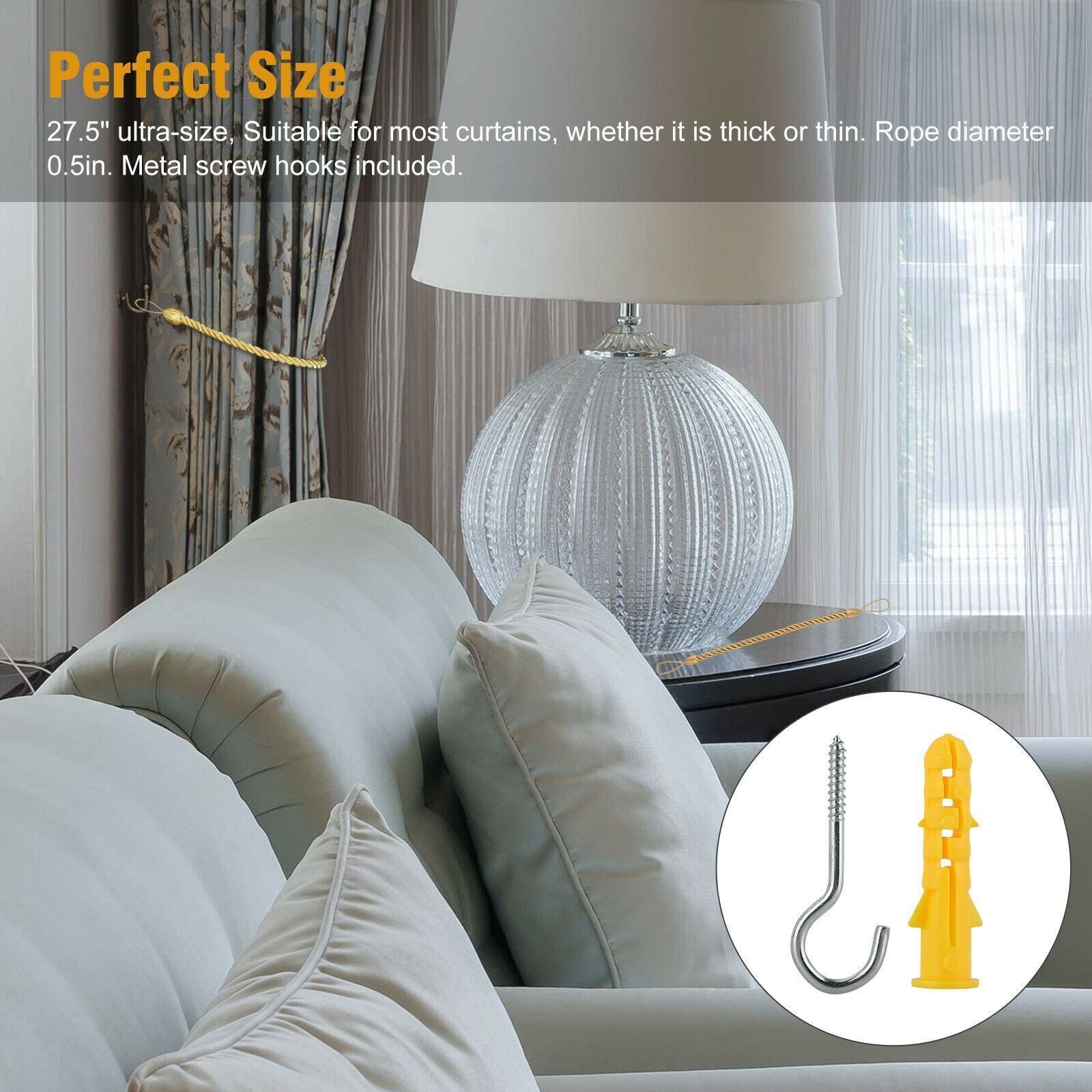 2/4X Handmade Curtain Rope Tie Backs Window Tieback Holdbacks Home Decor Durable