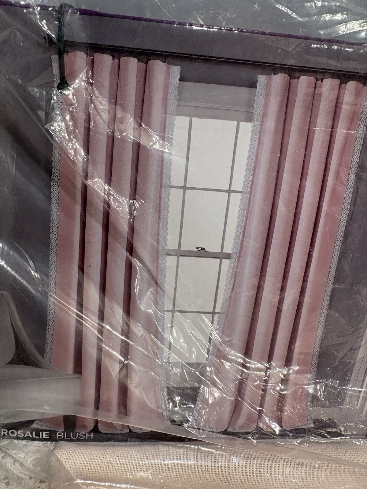 Lush Decor – Rosalie Window Curtains 2 Panels Pink Lace Trim (54×84 each) NEW