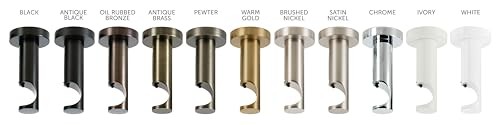 Ceiling or Wall Mount Curtain Rod Brackets Holders for Curtain Rods of Black