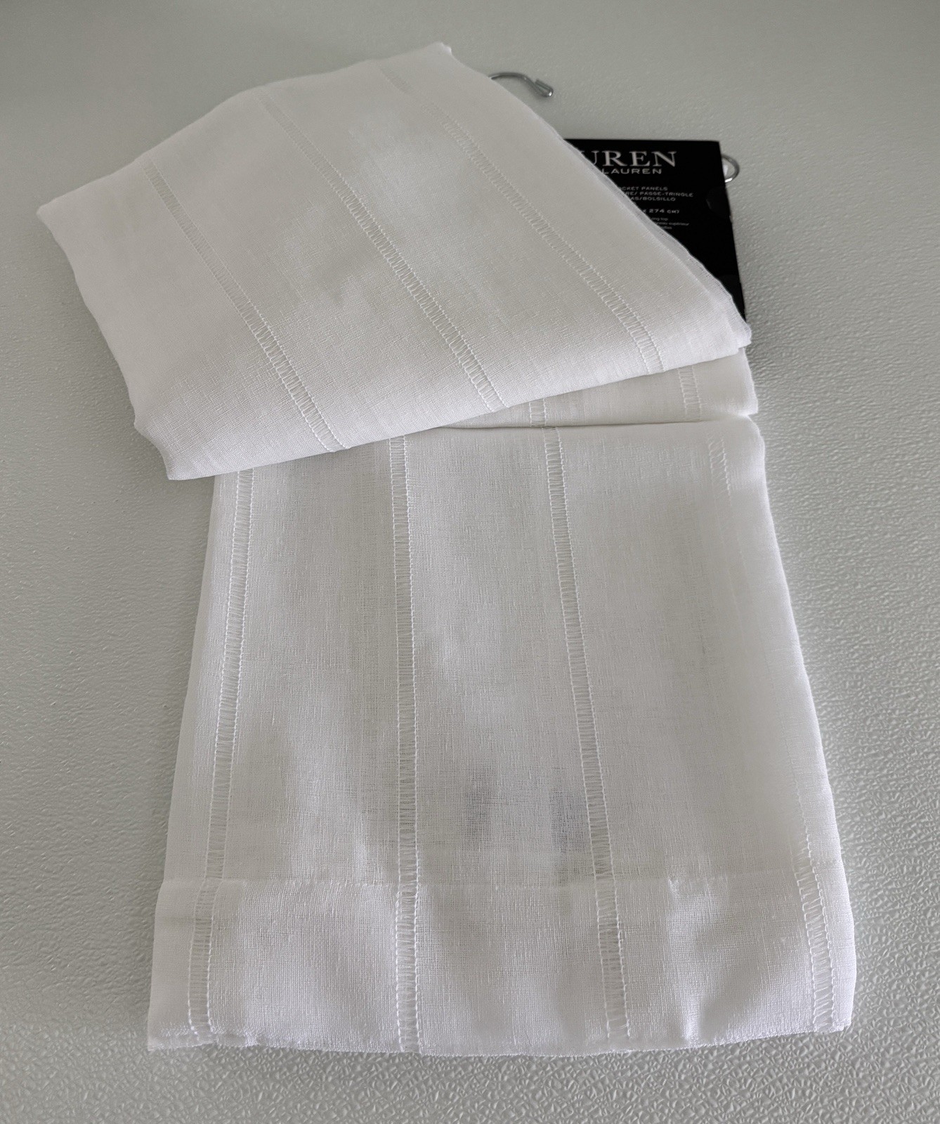 New Ralph Lauren Window Curtains 2 Panels Snow White 54 x 108 Hamilton Back Tab
