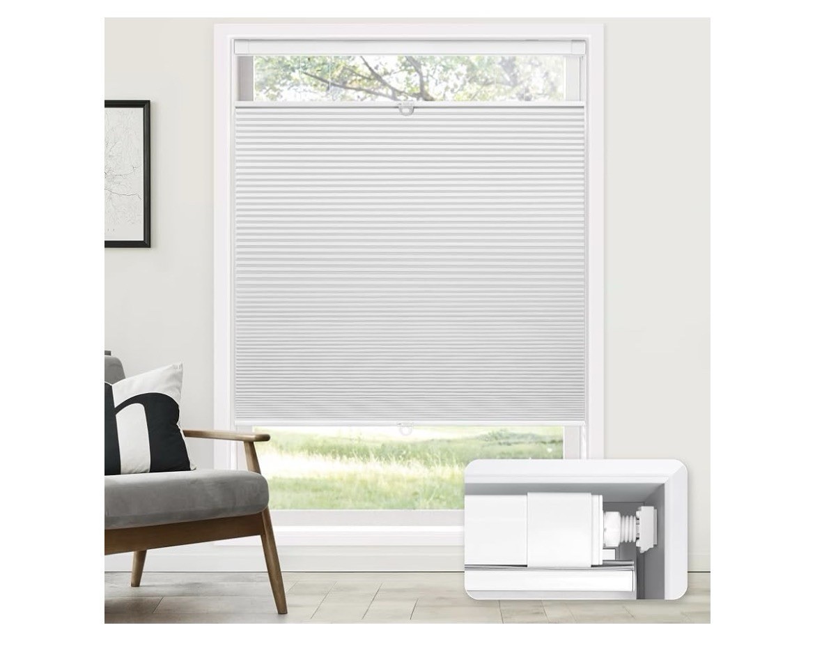 No Tools No Drill 1″ Vinyl Mini Blinds, Cordless 35″ W x 36″ H Cordless-white