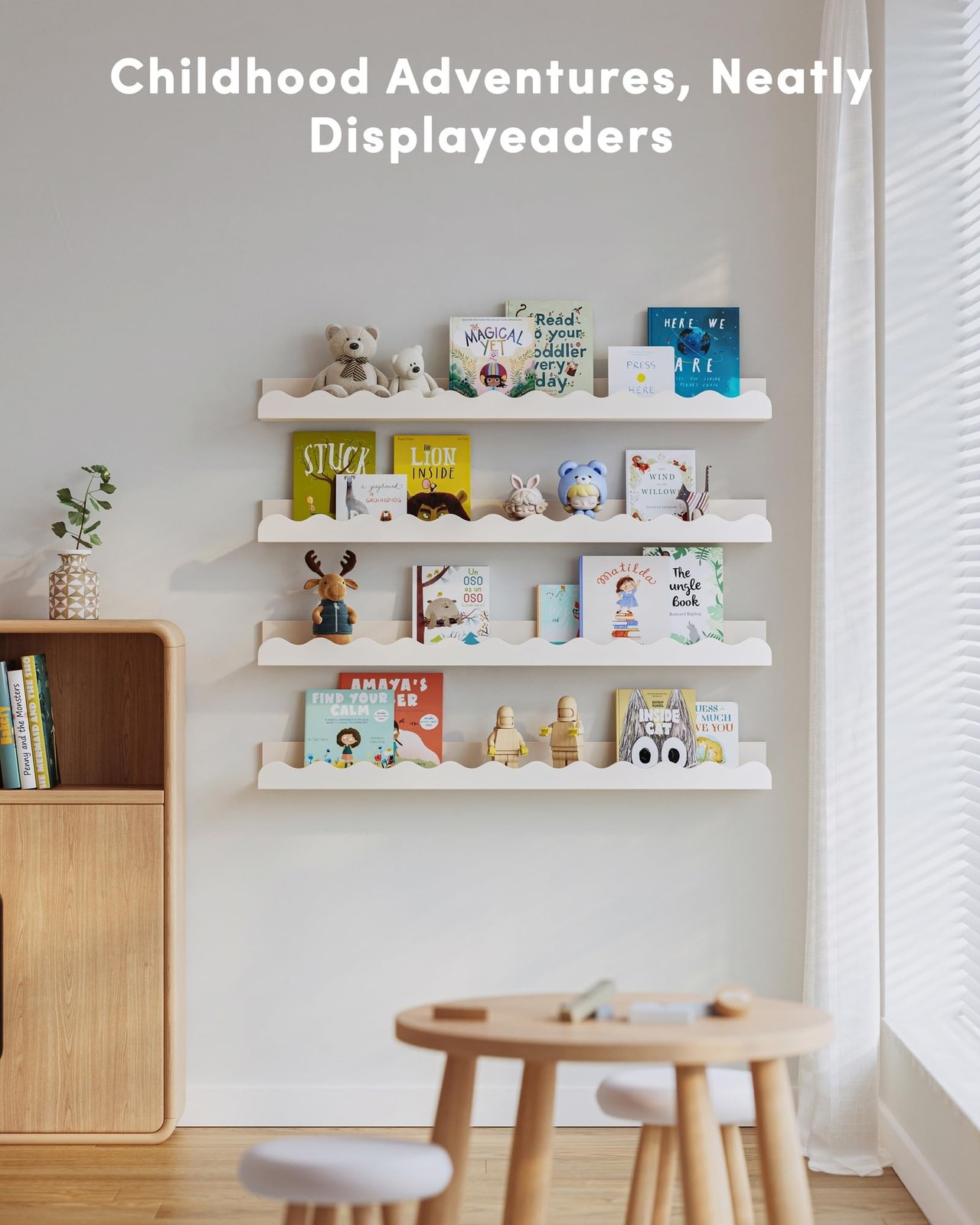 Seocry Nusery Shelves (White, 23 Inches) White