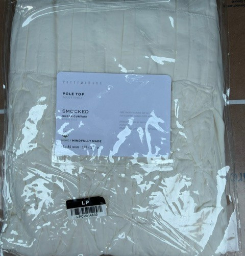 Pottery Barn Smocked Sheer Drape 50 x 84 Ivory NEW