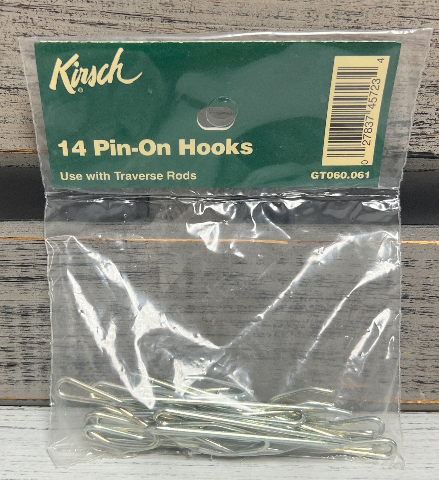 NEW Kirsch 3.0″ Slip-In Long Pin-on Heading Hooks 14 Count for Curtains/ Drapes