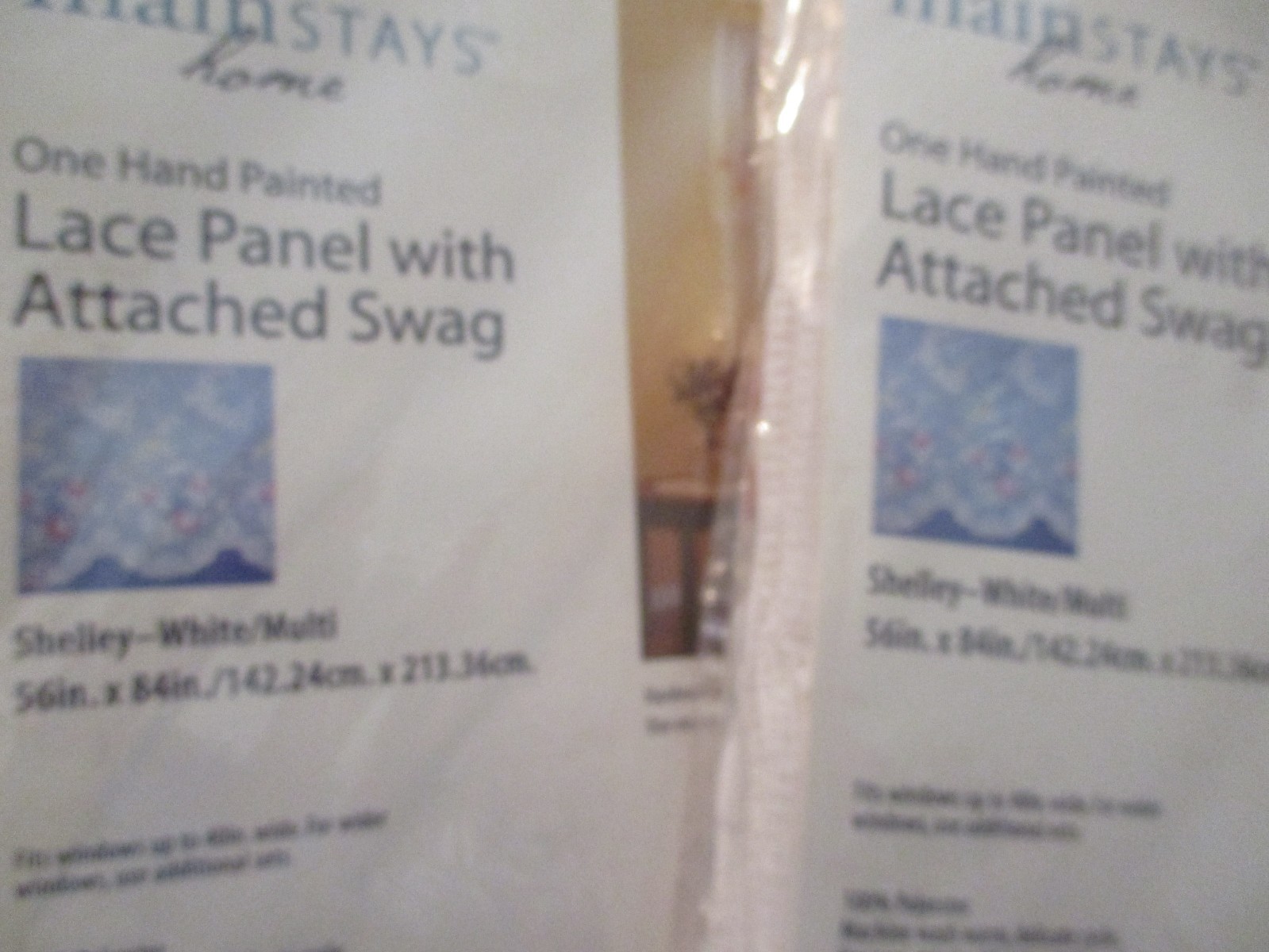 Mainstays~Lace Panel w/Attached Swag~4 Packages~Shelley White/Multi~Sealed