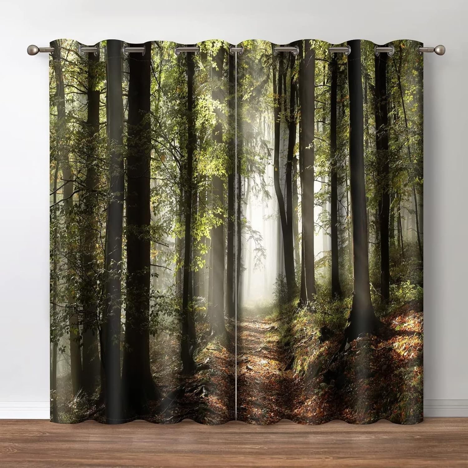 Blackout Curtains Microfiber Polyester 42×84 Inches 2 Panel Jungle Trees