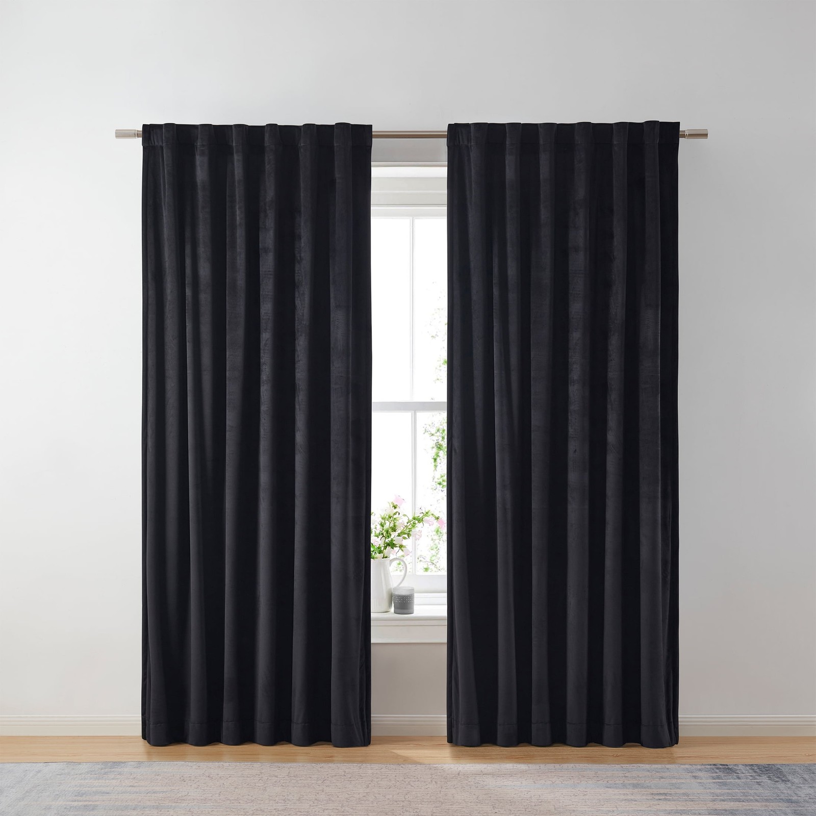 Dutch Velvet Solid 100% Blackout Single Curtain Panel Navy 52″ W x 84″ L