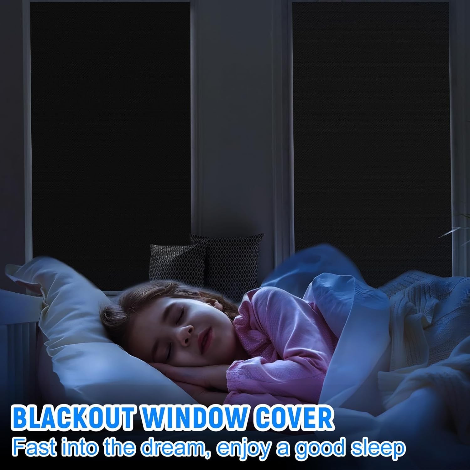 2 Pack Blackout Curtains for Bedroom, Self Adhesive Indoor Blackout Blinds, N