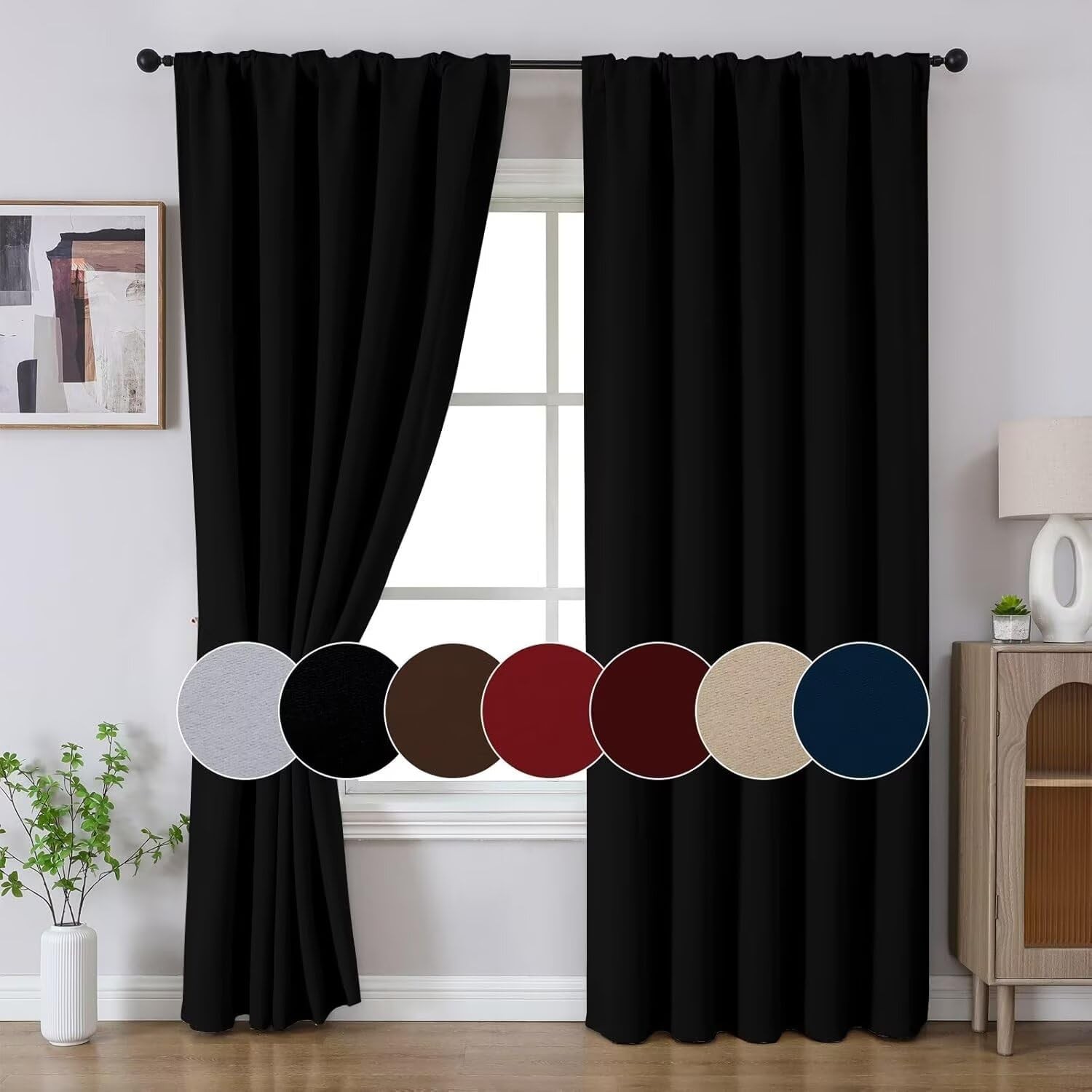 Joydeco 72 Inch Blackout Curtains for Bedroom, Black Out Curtains 72 Inch Lo…