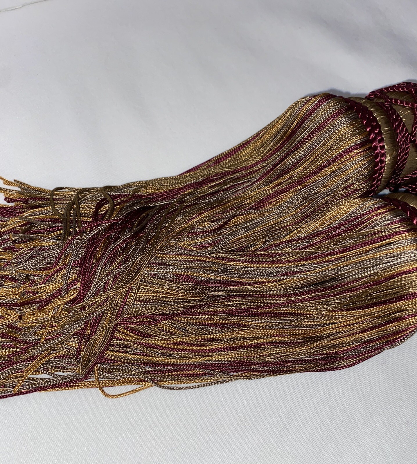 Pair Double Tassel Curtain Tiebacks Braided Rope Burgundy Wine Gold Green 31”