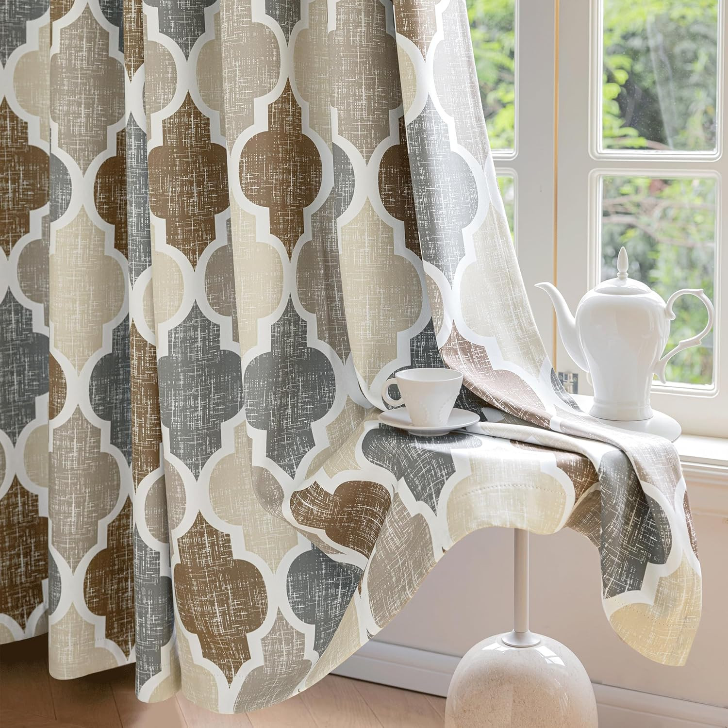100% Blackout Curtains 84 Inches Long 2 Panels for Bedroom Living Room Blue Grey