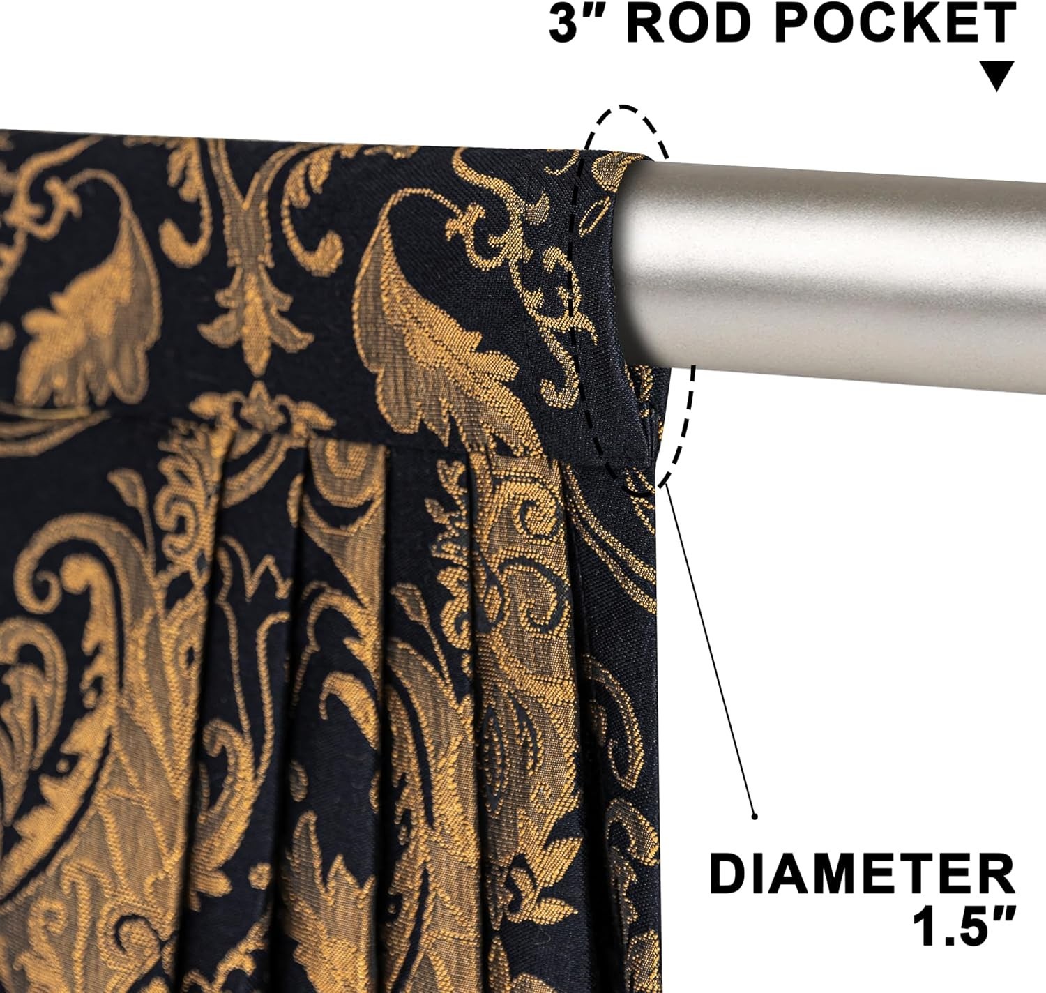 Waterfall Valance Curtain Damask Jacquard Black Window Treatments for Living …