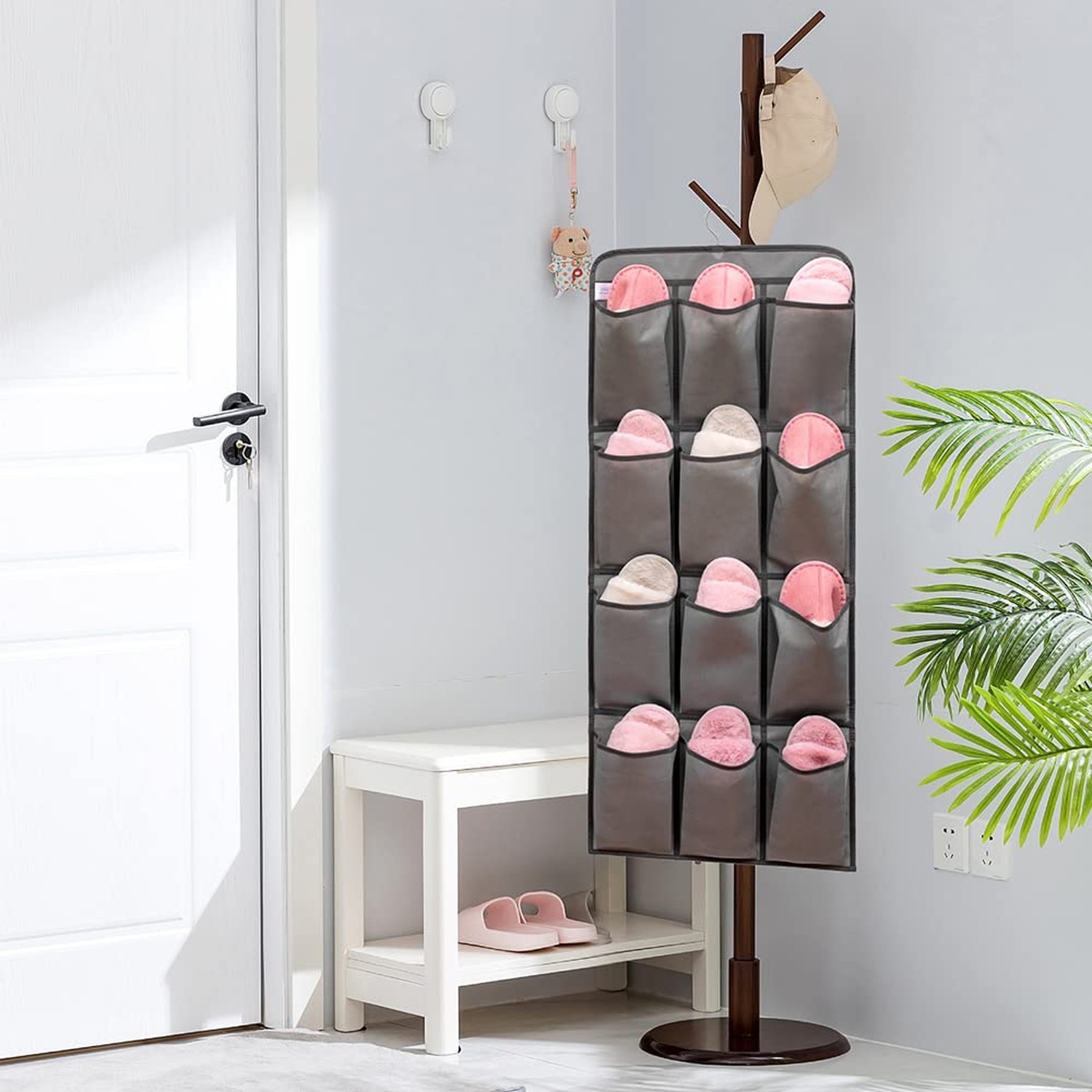 Dual Sided Hanging Shoe Organizer for Closet with 24 Large Pockets Hanging Sh…