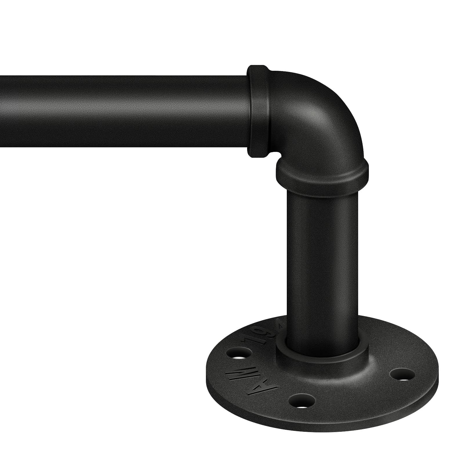 Zeerobee 1 Inch Industrial Wrap Around Curtain Rods, 72″ to 144″, Black