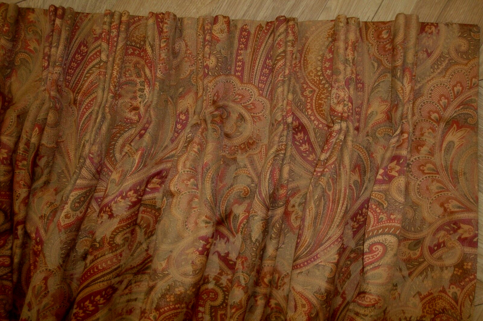 Lg Heavy DRAPES Paisley Jacquard Spice 2 pc Pleated Double Lined 104″ x 99″ lg