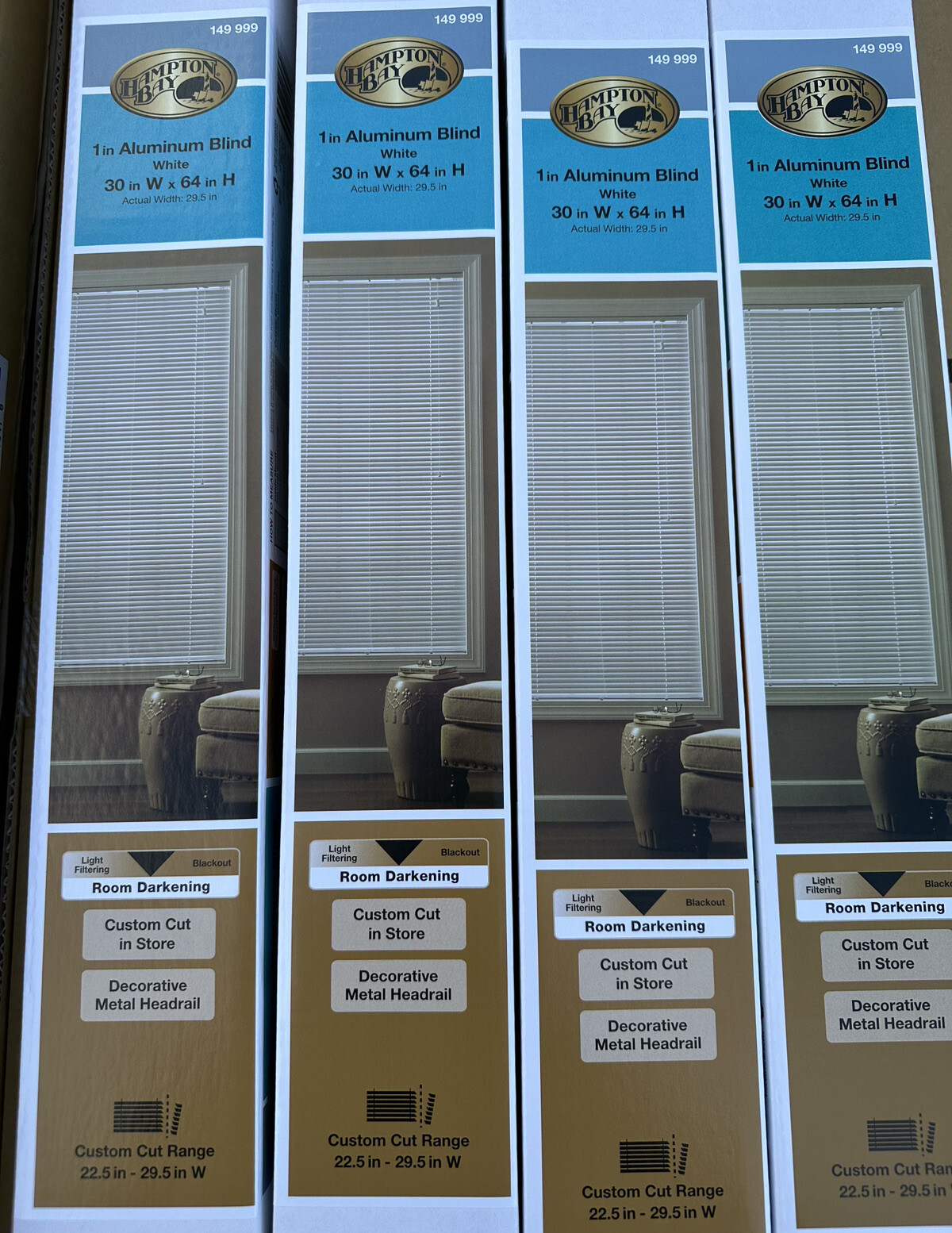 ⚡️Hampton Bay White Aluminum (1 Inch) Window Blind (30x 64) 👉 Lot Of 4👈